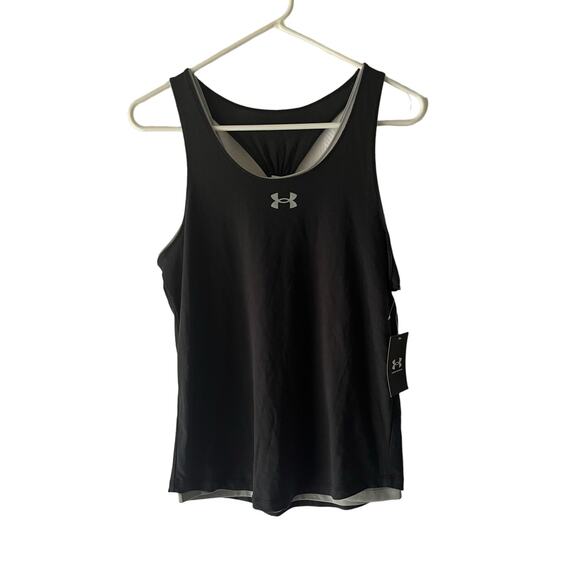 New Under Armour Youth Girls Razor Back Black Tank Top Size Large - Picture 1 of 4